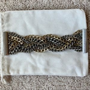Silver and Gold Braided Chain Bracelet